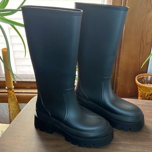 Jeffrey Campbell Rainpour Platform Chunky Knee High Rain Boots goth spring fall
